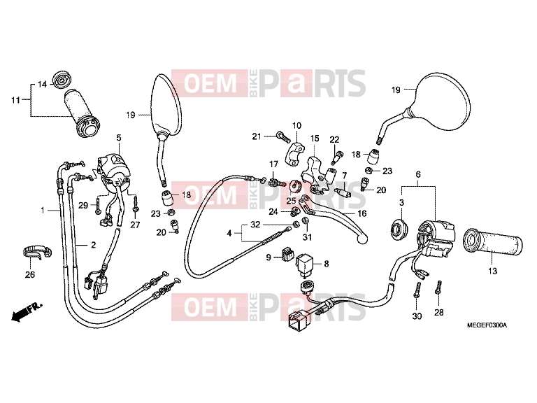 HONDA VT750C8 Shadow 2008 F-3 HANDLE SWITCH / CABLE
