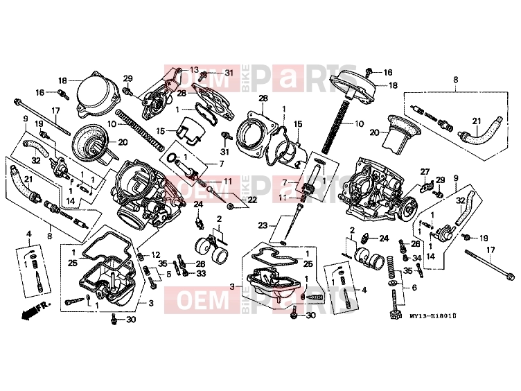 HONDA XRV750Y Africa Twin 750 2000 E-18-1 CARBURETOR (PARTS) 16046
