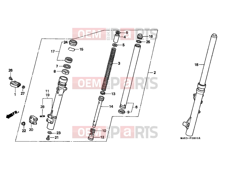 HONDA FX650Y Vigor 2000 F-8 FRONT FORK