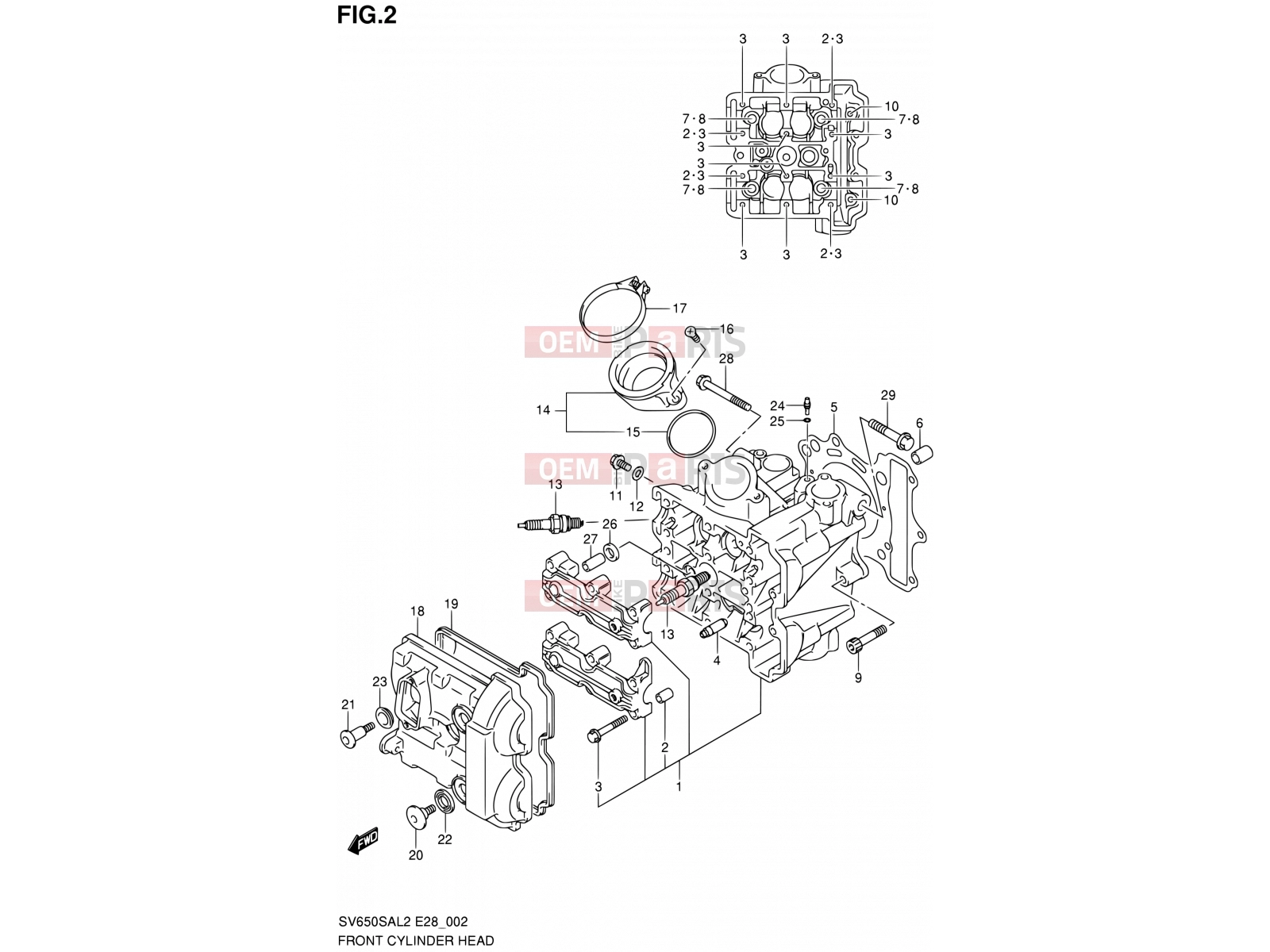 SUZUKI SV650SA L2 (2012) (E03,E28,E33) 2 - FRONT CYLINDER HEAD