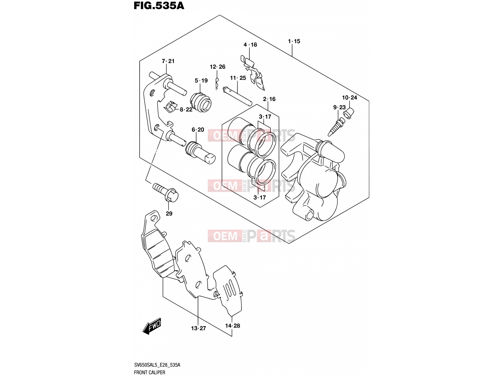 SUZUKI SV650SA L5 (2015) (E03,E28,E33) 535A - FRONT CALIPER
