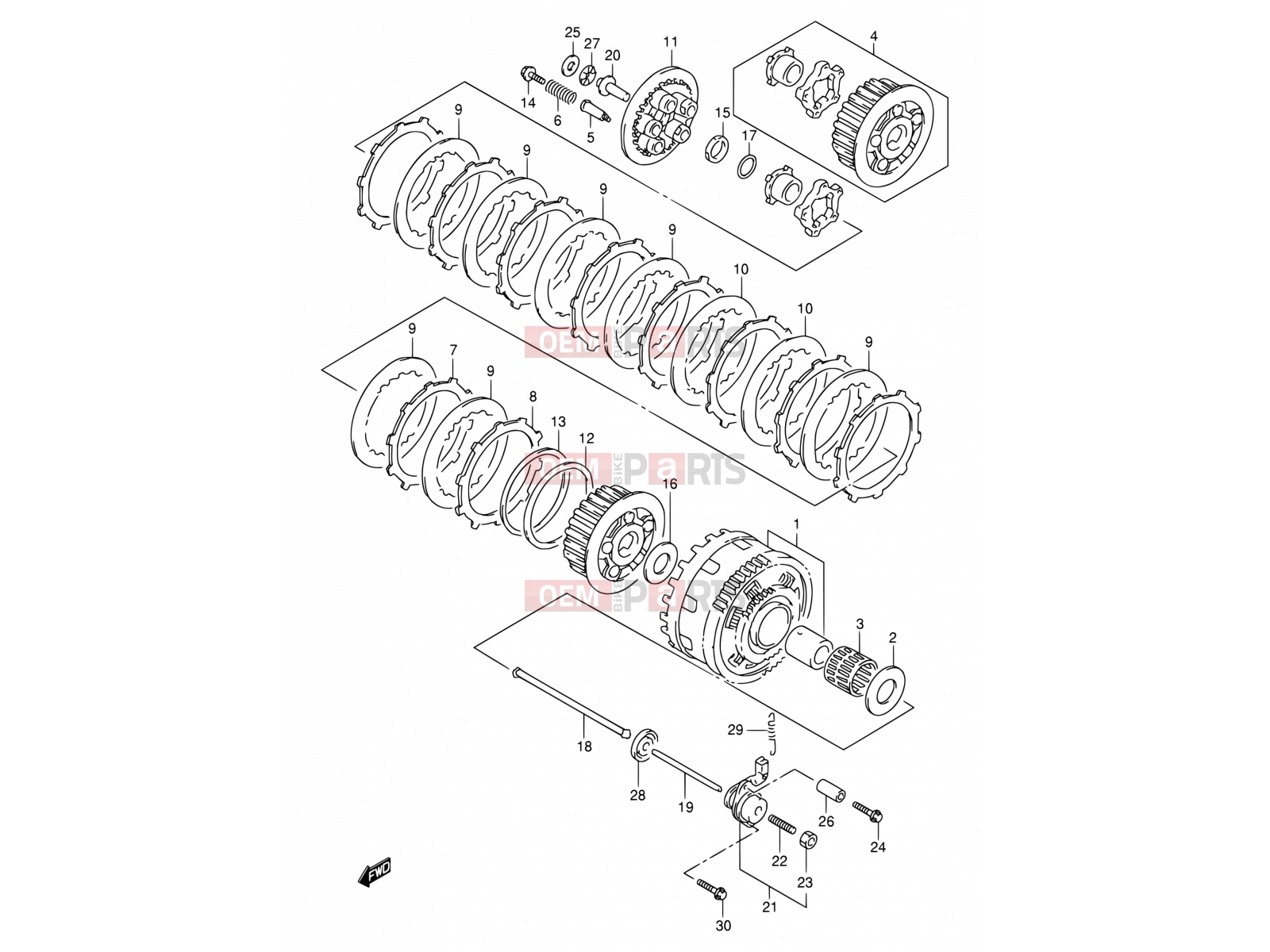 SUZUKI TL1000S V (1997) 18 - CLUTCH (MODEL V/W) 23200-15500