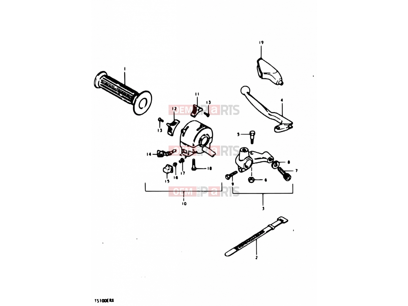 SUZUKI TS100ER T (1996) 48 - LEFT HANDLE SWITCH (TS100ERT)