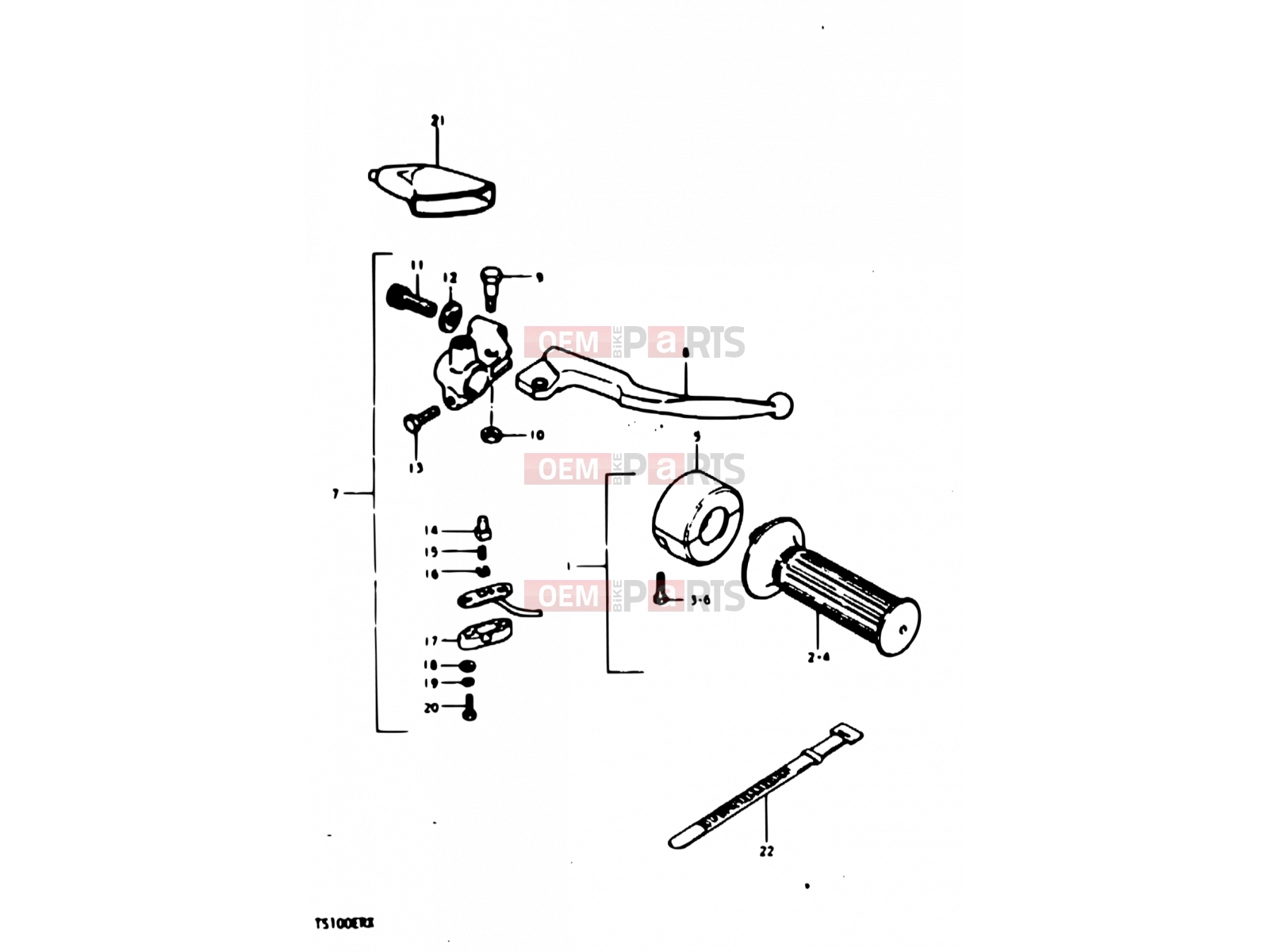 SUZUKI TS100ER X (1999) 46 - RIGHT HANDLE SWITCH
