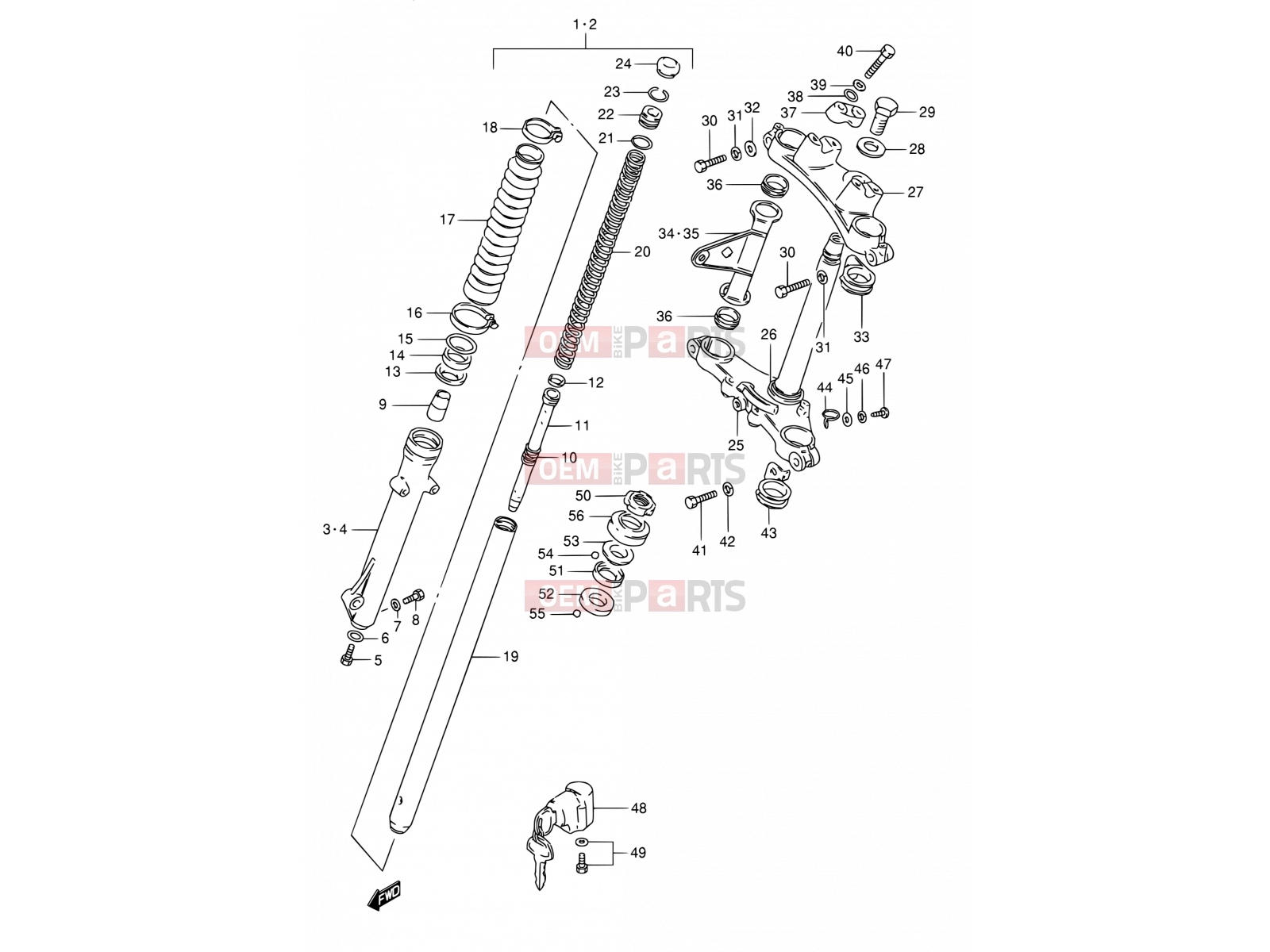 SUZUKI TS125ERC N (1992) 56 - FRONT FORK (MODEL Z/L E09,MODEL Z E95)