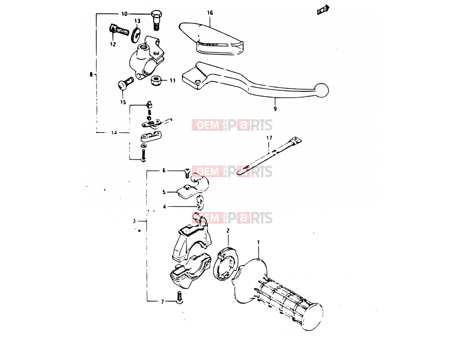 SUZUKI TS125X / TS125XU E (1984) 47 - RIGHT HANDLE SWITCH (MODEL E)