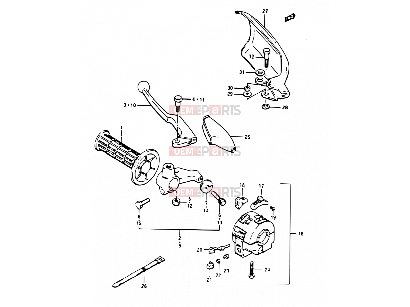 SUZUKI TS125X / TS125XU E (1984) 49 - LEFT HANDLE SWITCH