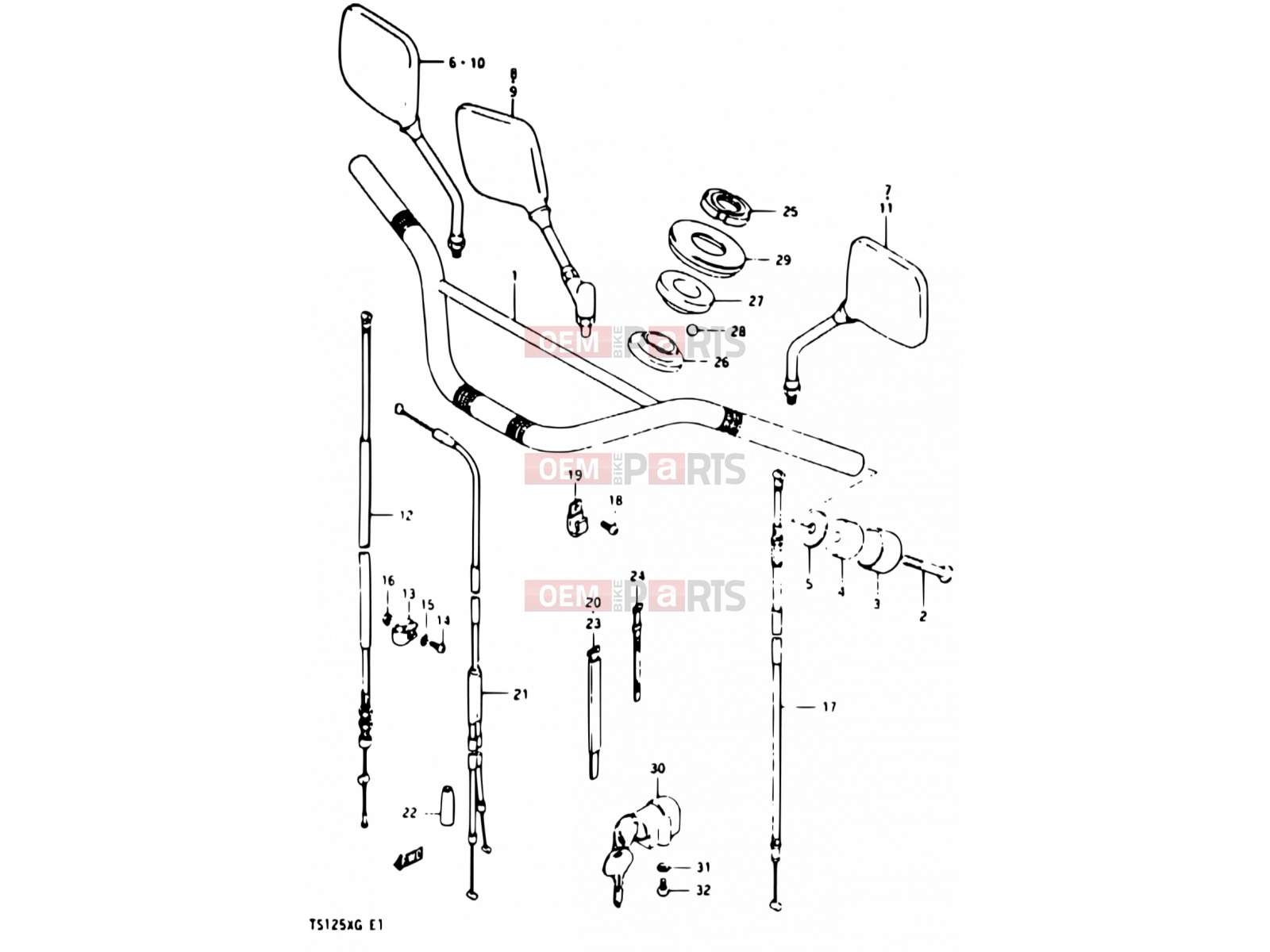 SUZUKI TS125X / TS125XU E (1984) 45 - HANDLEBAR (MODEL E)