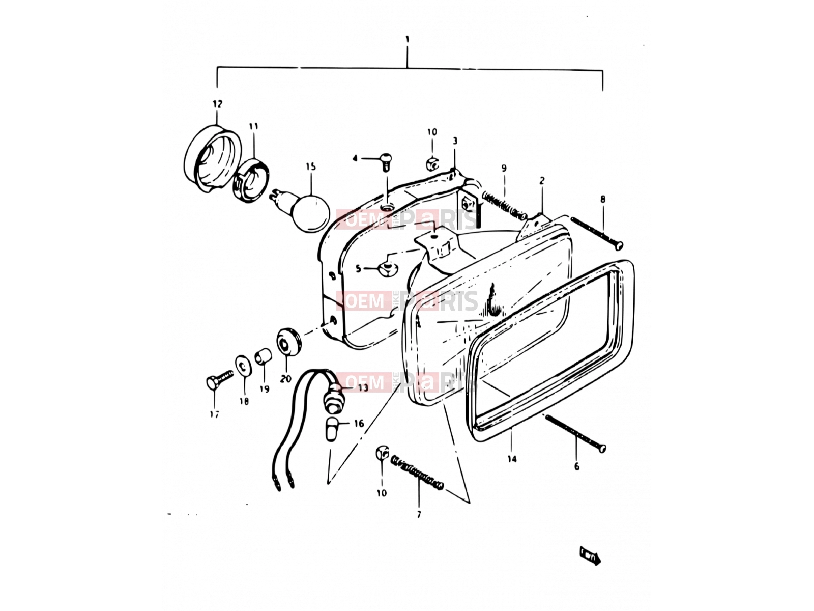 SUZUKI TS125X / TS125XU G (1986) 22 - HEADLAMP (E02, E04, E15, E17, E18, E21, E22)