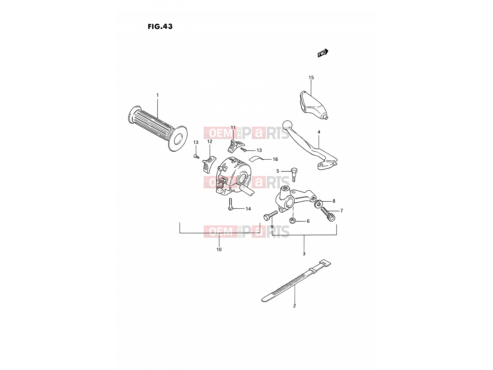 SUZUKI TS185ER K (1989) 43 - LEFT HANDLE SWITCH
