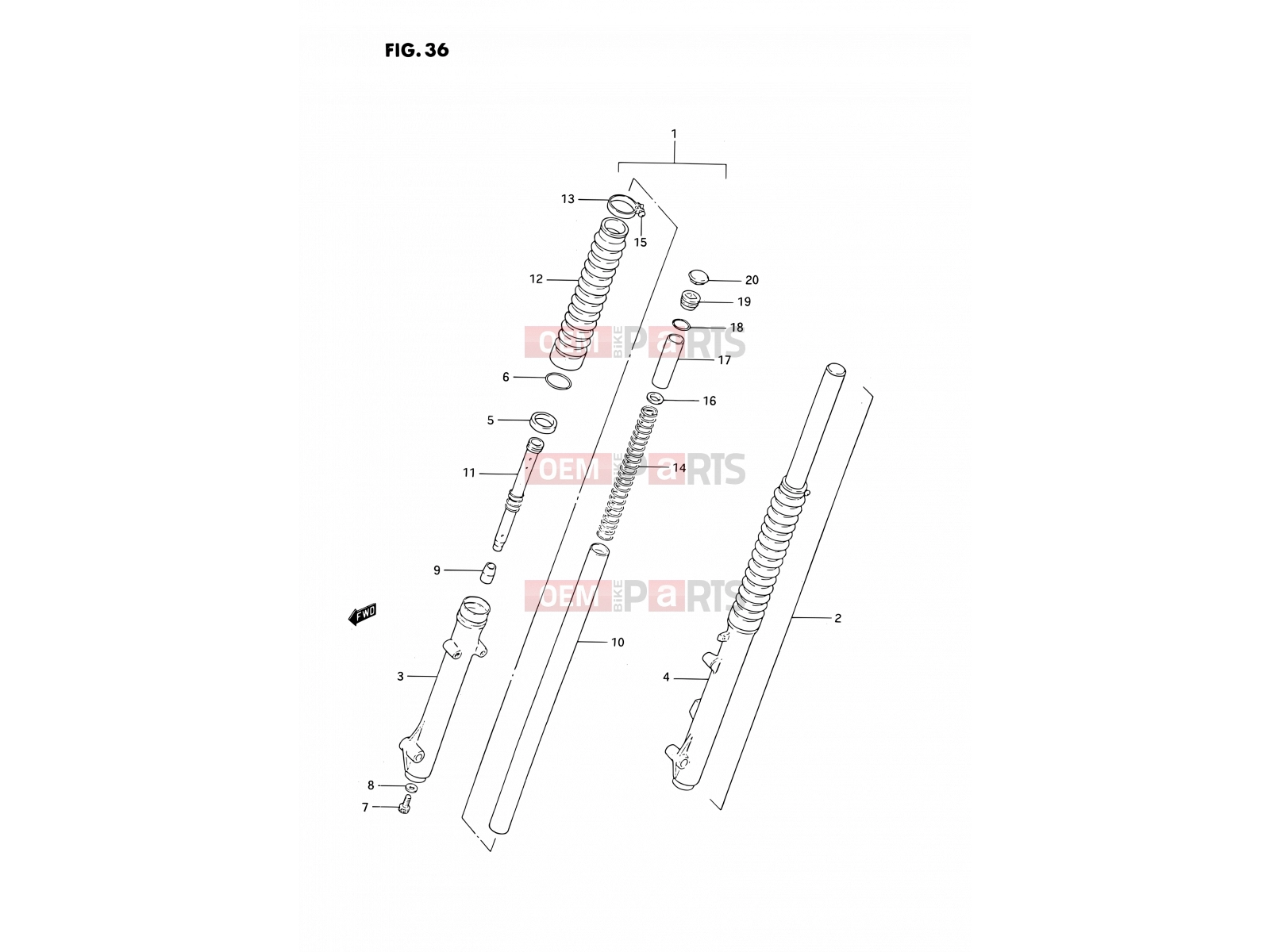 SUZUKI TS185ER P (1993) 36 - FRONT FORK