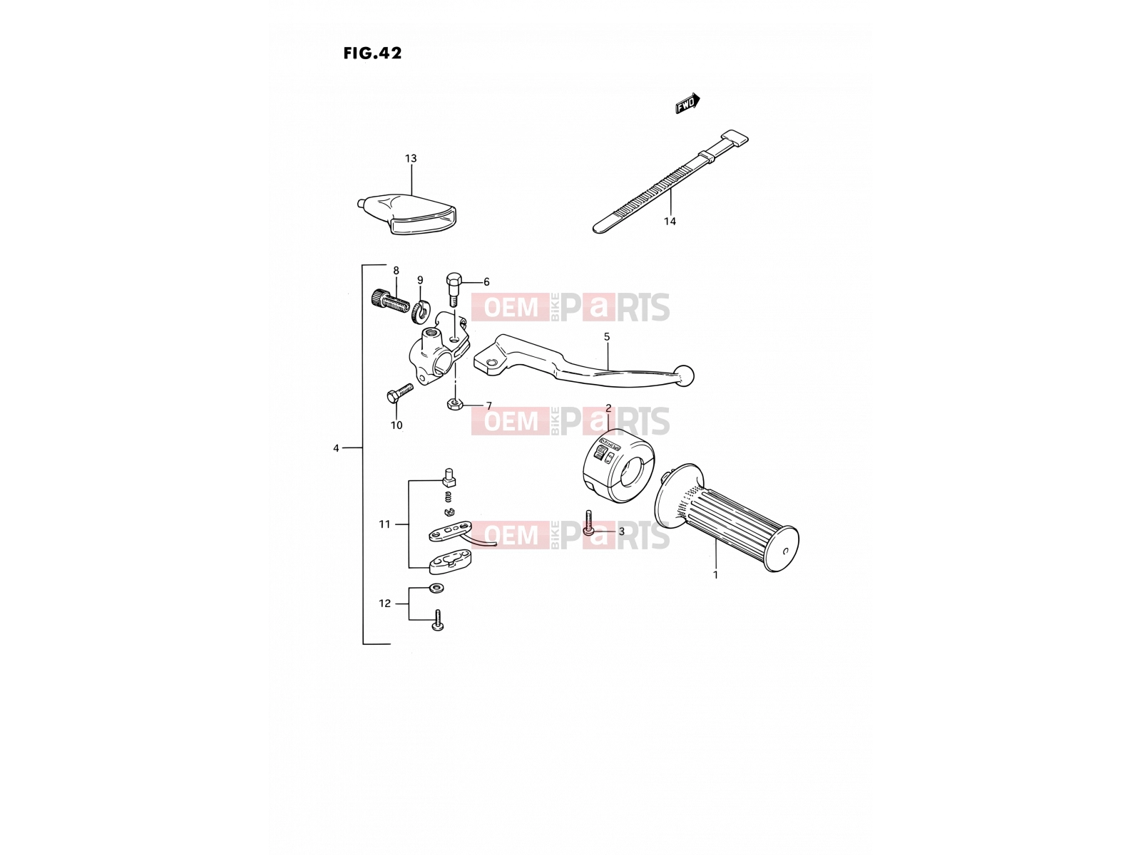 SUZUKI TS185ER R (1994) 42 - RIGHT HANDLE SWITCH