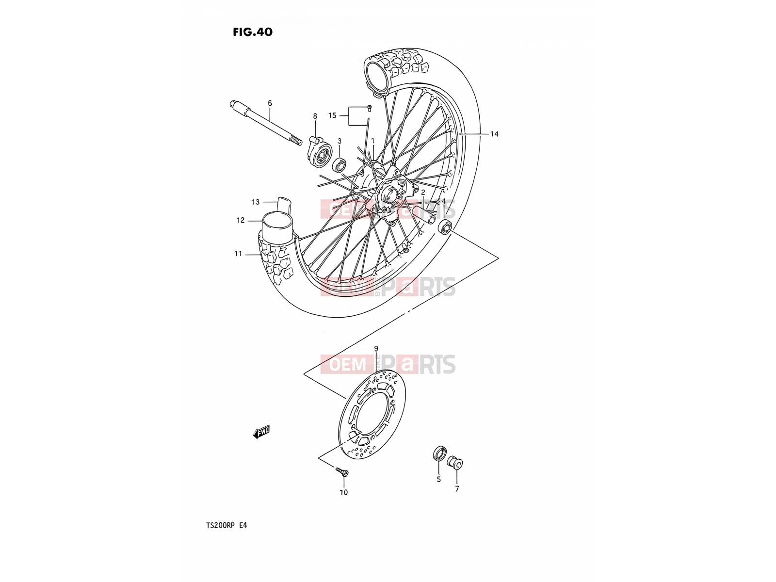 SUZUKI TS200R M (1991) (E02,E04,E24) 40 - FRONT WHEEL (E02,E04)