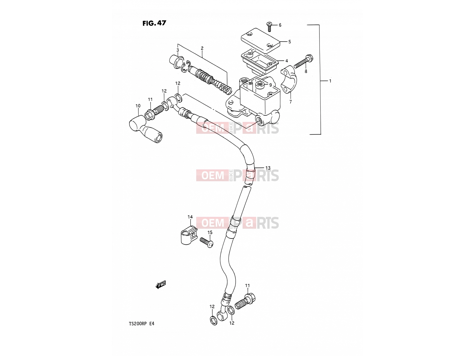 SUZUKI TS200R M (1991) (E02,E04,E24) 47 - FRONT MASTER CYLINDER (E24)