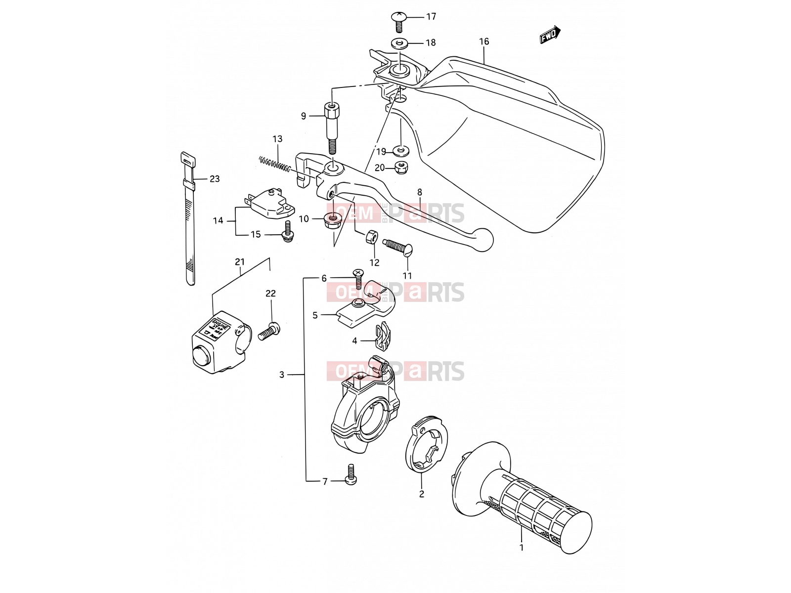 SUZUKI TS200R M (1991) (E03,E28,E33) 39 - RIGHT HANDLE SWITCH