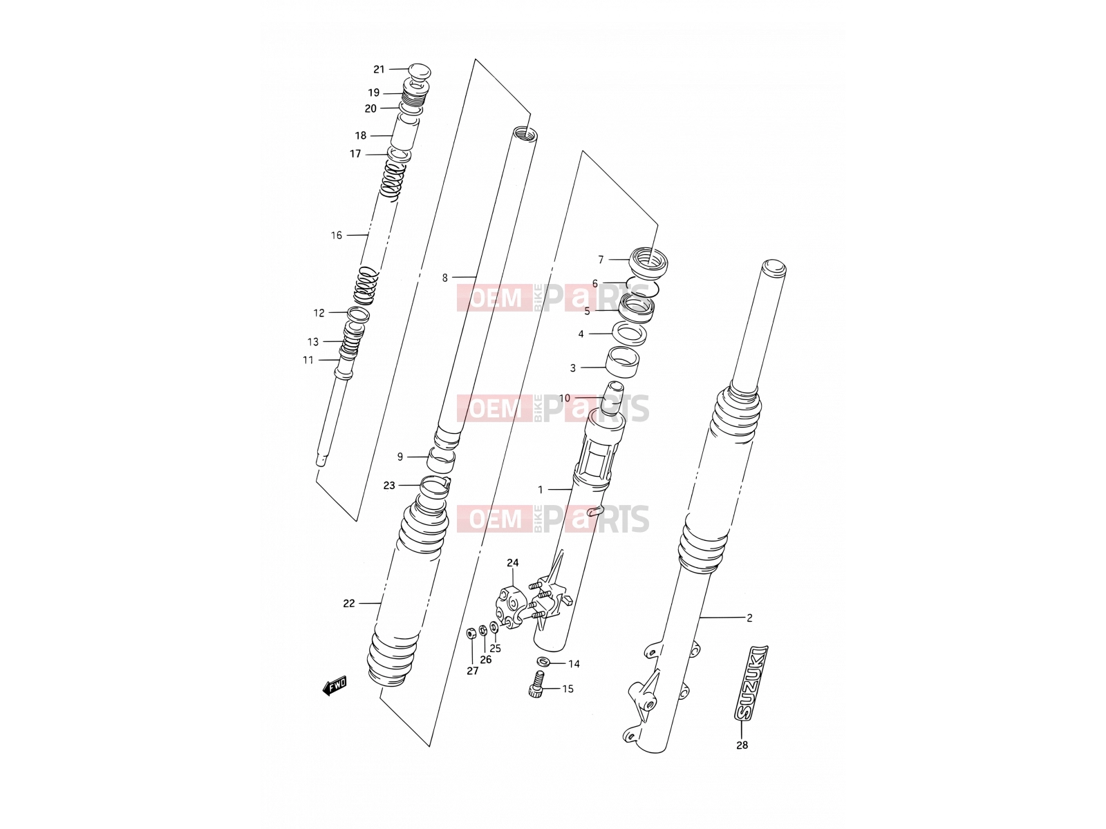 SUZUKI TS200R P (1993) (E03,E28,E33) 33 - FRONT DAMPER