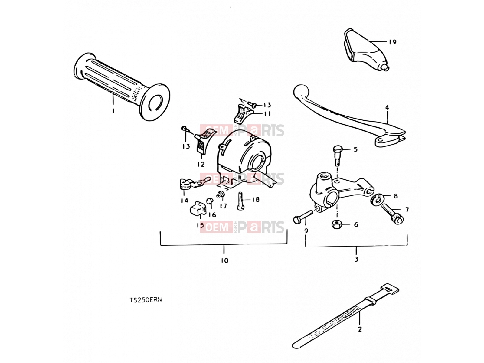 SUZUKI TS250ER N (1992) 53 - LEFT HANDLE SWITCH