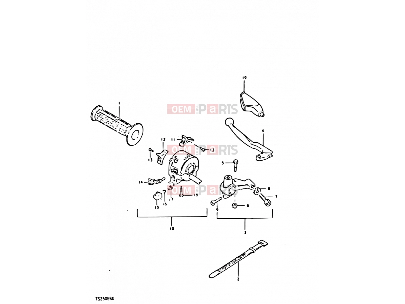 SUZUKI TS250ER T (1996) 61 - LEFT HANDLE SWITCH (E04, E18)