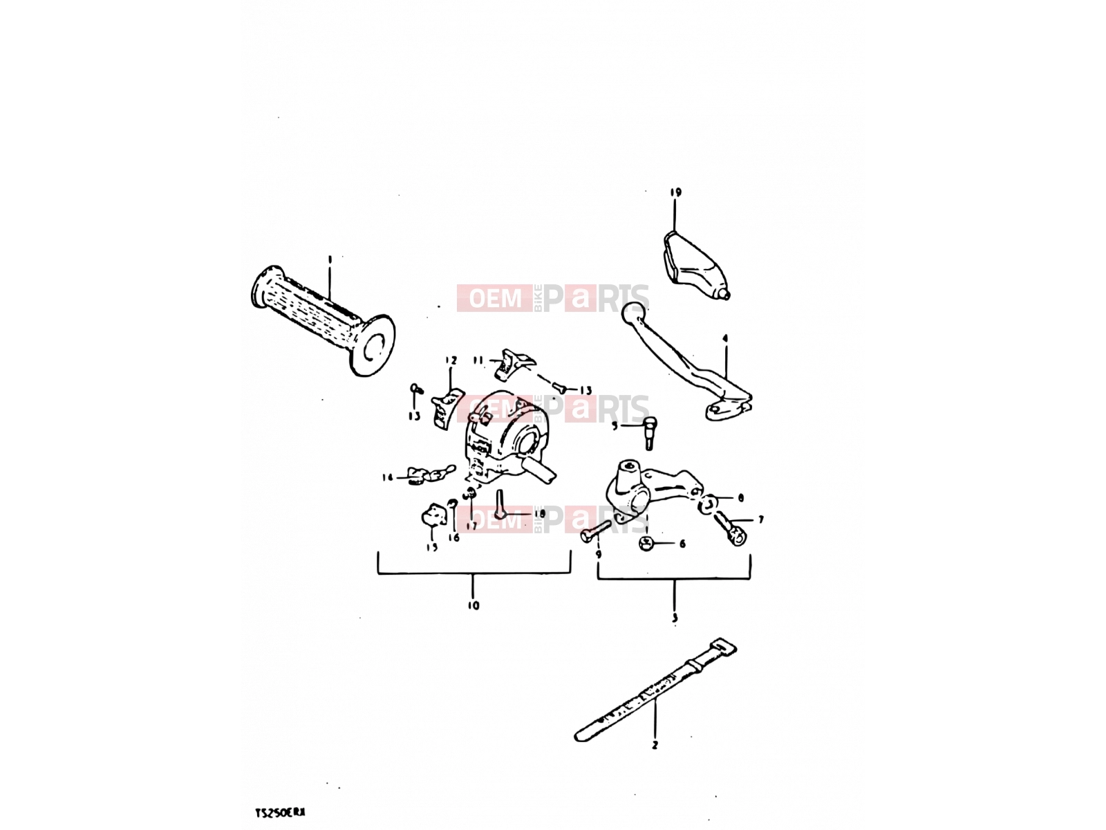 SUZUKI TS250ER T (1996) 62 - LEFT HANDLE SWITCH (E22, E39)