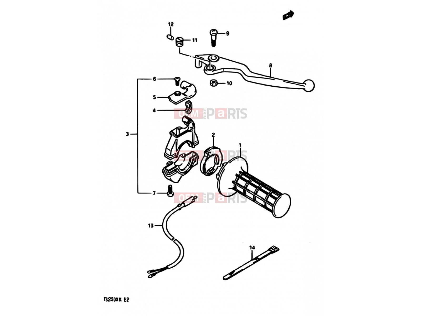 SUZUKI TS250X E (1984) 47 - RIGHT HANDLE SWITCH (MODEL E,MODEL G E17,E18,E22)