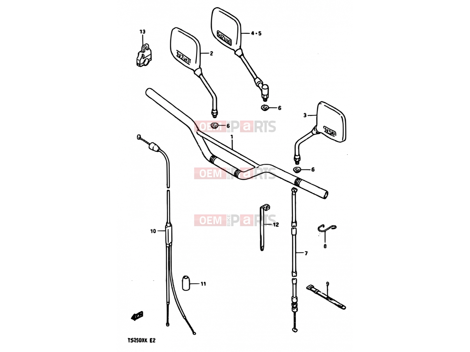 SUZUKI TS250X E (1984) 46 - HANDLEBAR