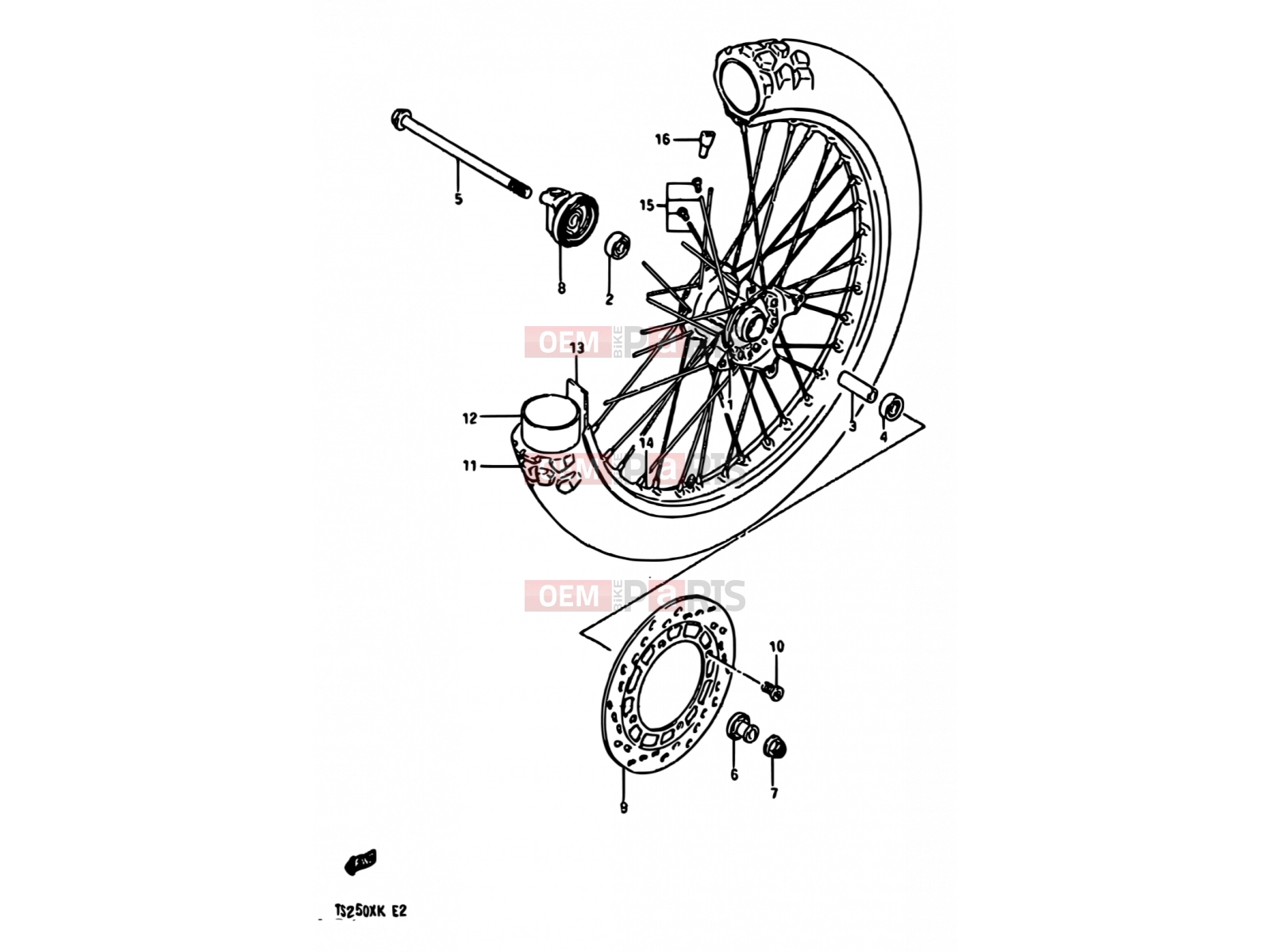SUZUKI TS250X E (1984) 45 - FRONT WHEEL