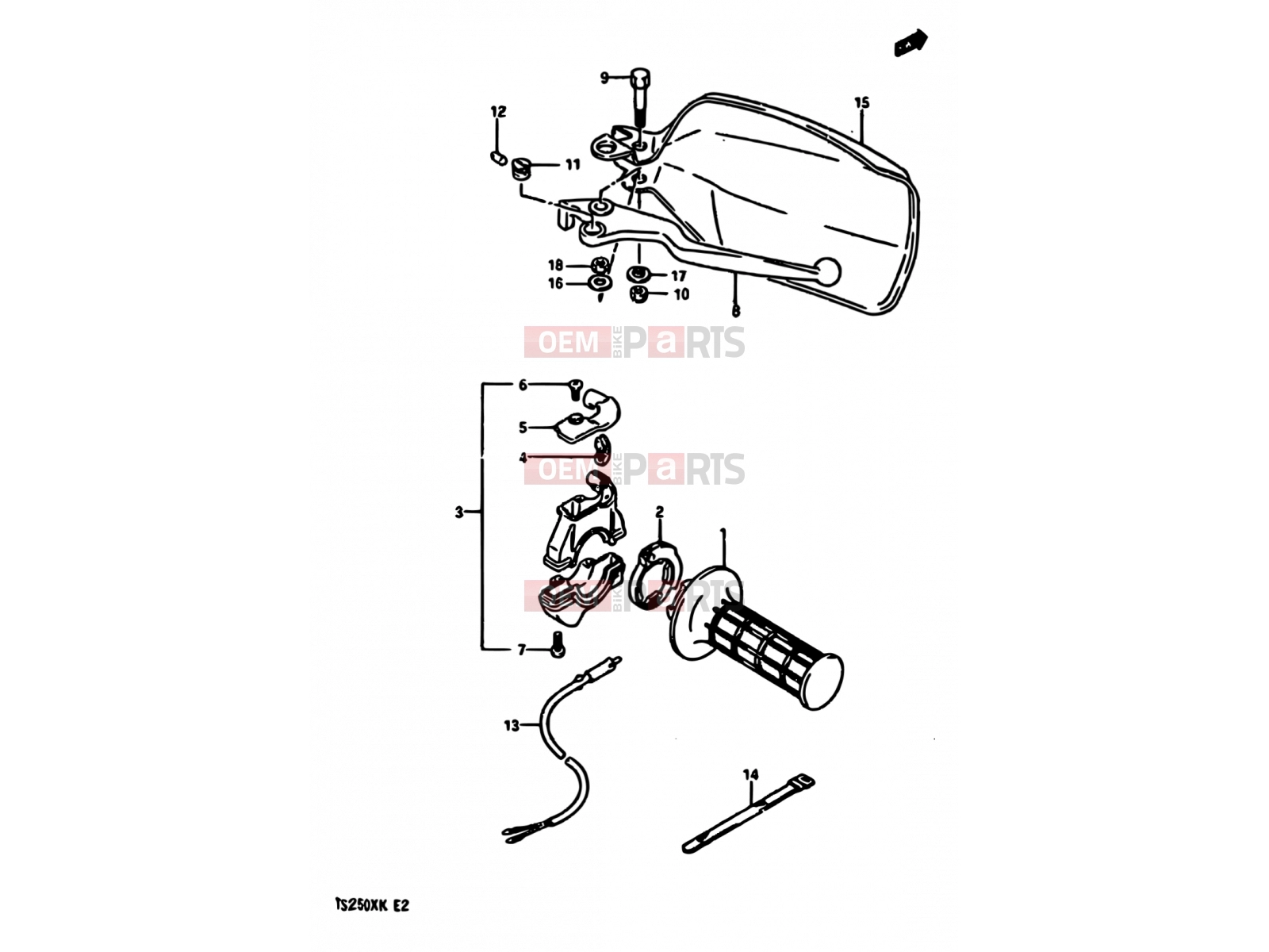 SUZUKI TS250X H (1987) 48 - RIGHT HANDLE SWITCH (MODEL G E01,E02,E04,E21,E24)