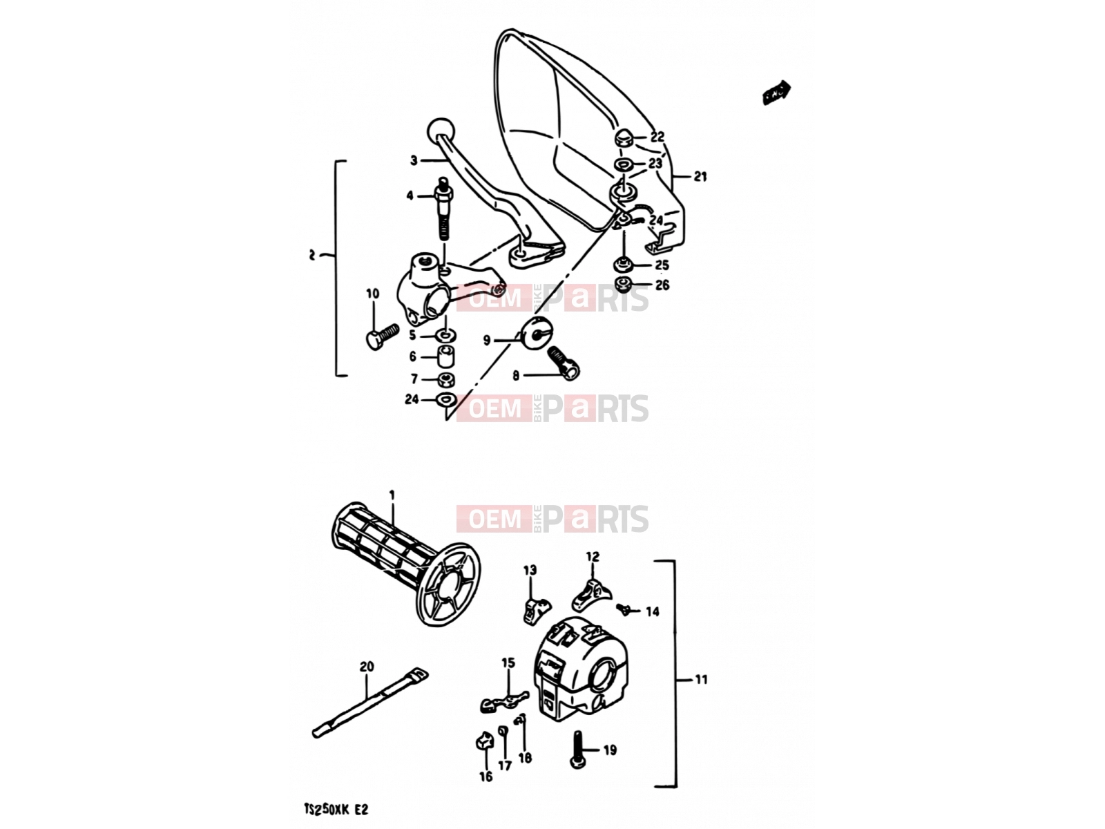 SUZUKI TS250X J (1988) 53A - LEFT HANDLE SWITCH (MODEL K E21,E24)