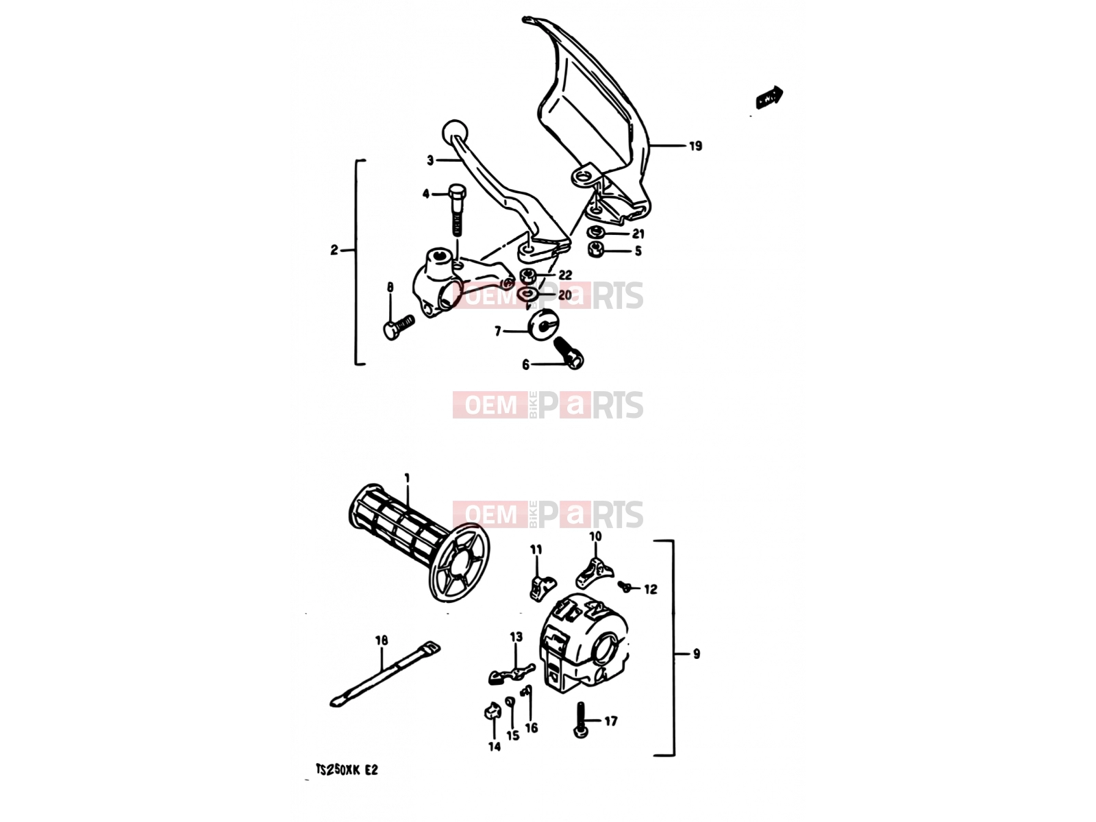 SUZUKI TS250X K (1989) 51 - LEFT HANDLE SWITCH (MODEL G E01,E02,E04,E21,E24)
