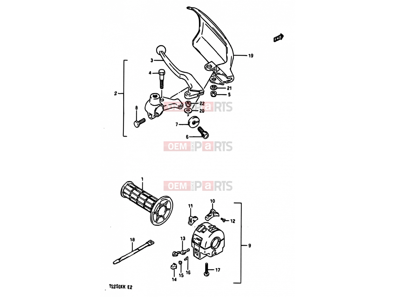 SUZUKI TS250X K (1989) 52 - LEFT HANDLE SWITCH (MODEL H/J E01,E02,E21,E24,E25)