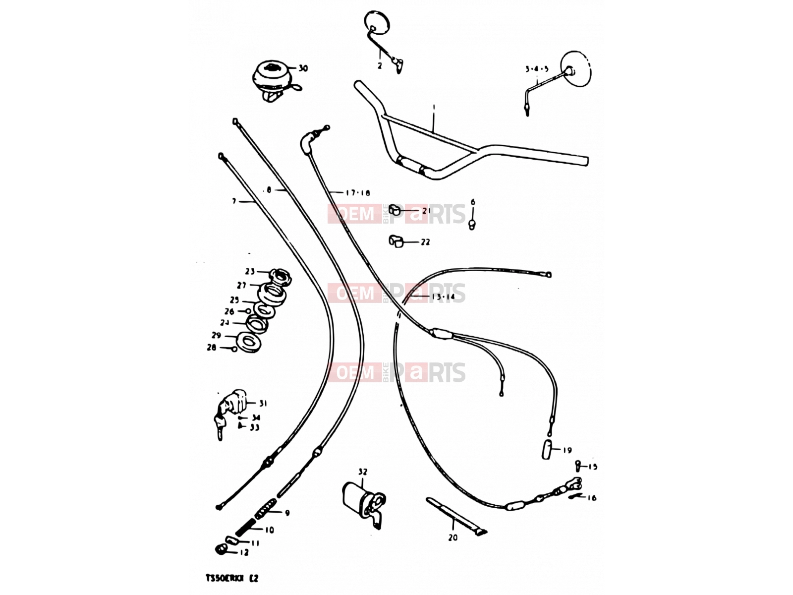 SUZUKI TS50ERKD X (1999) 60 - HANDLEBAR - CONTROL CABLE