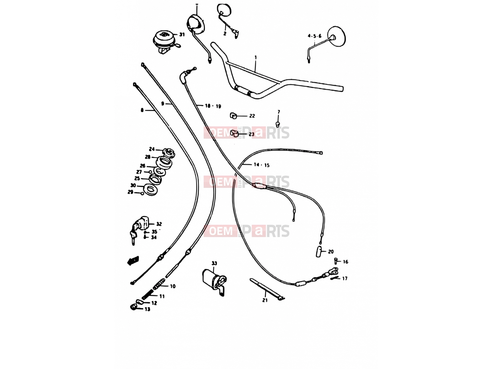 SUZUKI TS50ERKDB D (1983) 58 - HANDLEBAR - CONTROL CABLE