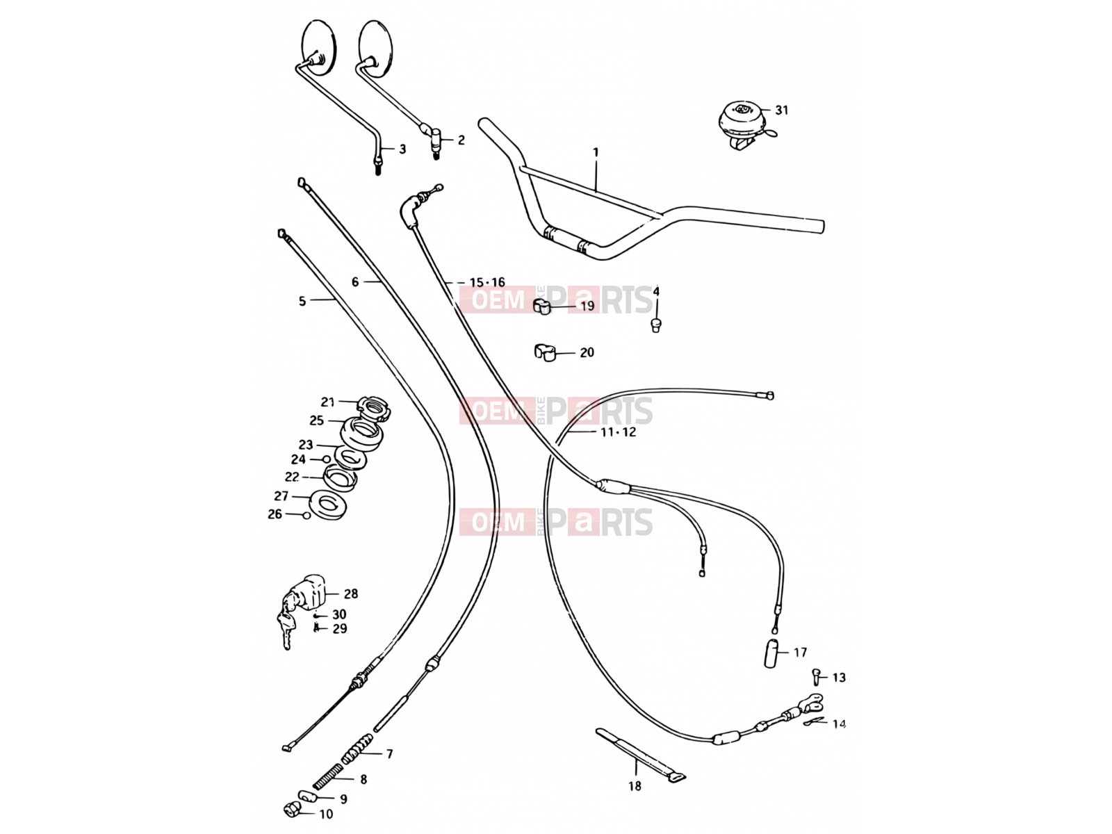 SUZUKI TS50ERPD T (1996) 37 - HANDLEBAR - CONTROL CABLE