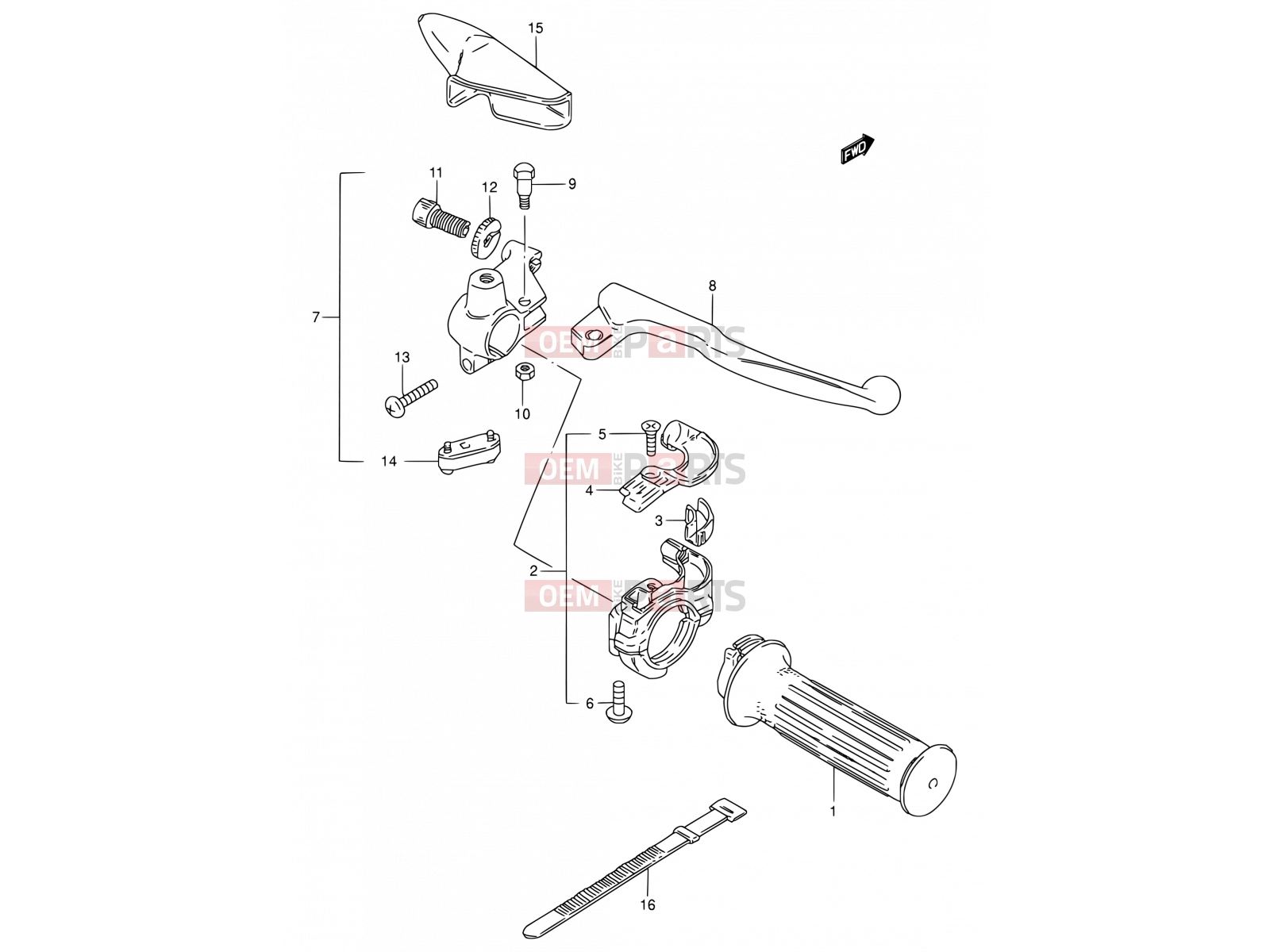 SUZUKI TS50W P (1993) 37 - RIGHT HANDLE SWITCH