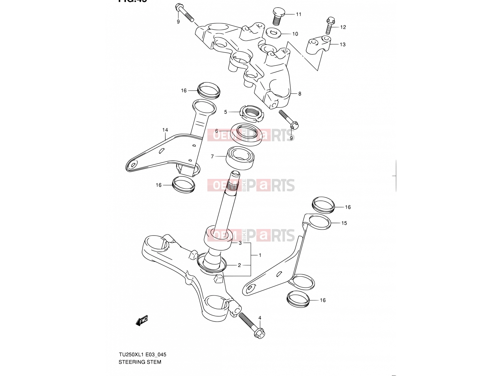 SUZUKI TU250X L1 (2011) (E03,E33) 45 - STEERING STEM