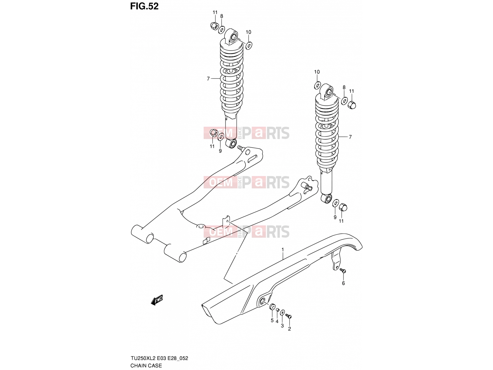 SUZUKI TU250X L2 (2012) (E03,E28,E33) 52 - CHAIN CASE