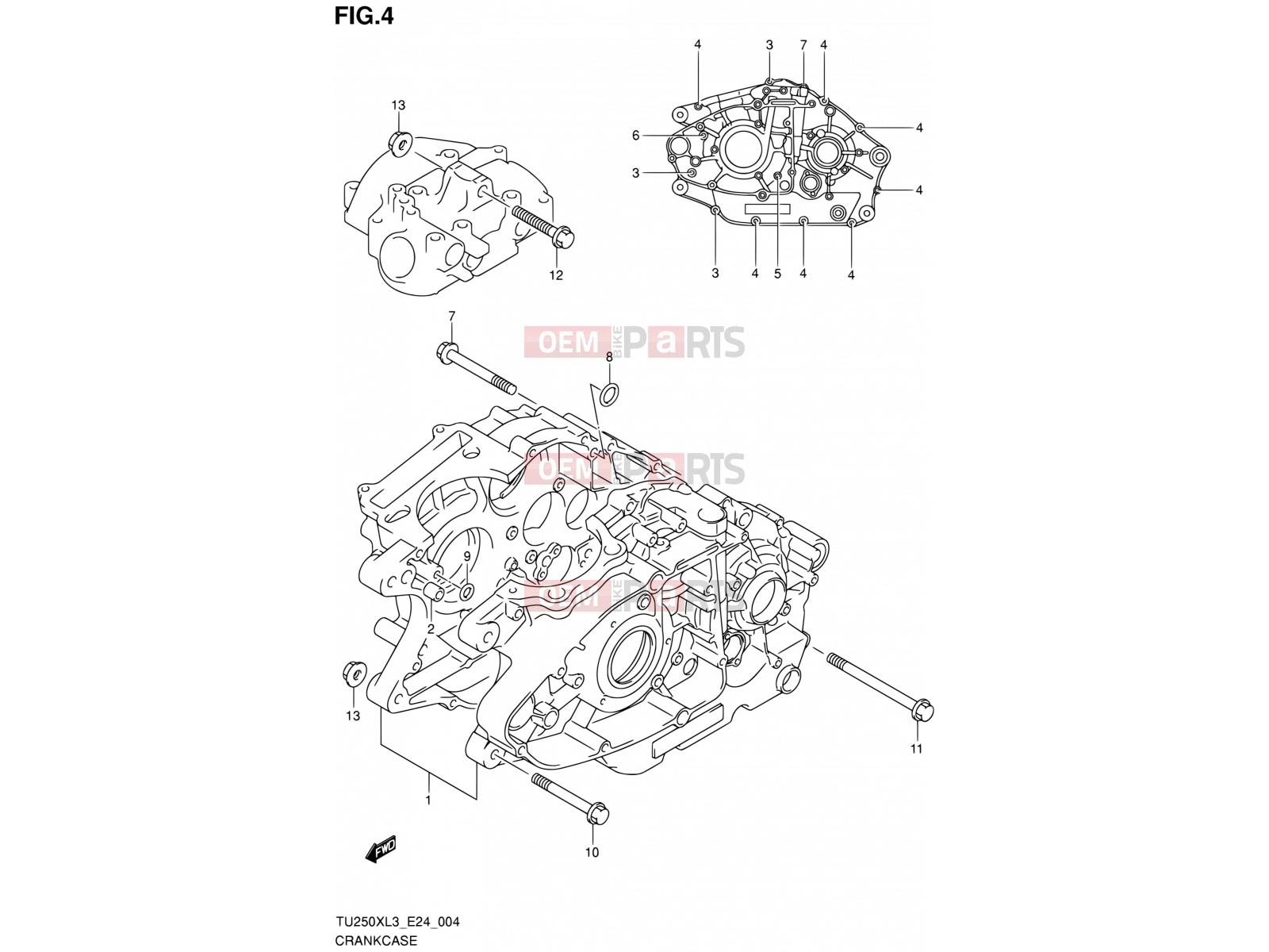 SUZUKI TU250X L3 (2013) (E24) 4 - CRANKCASE