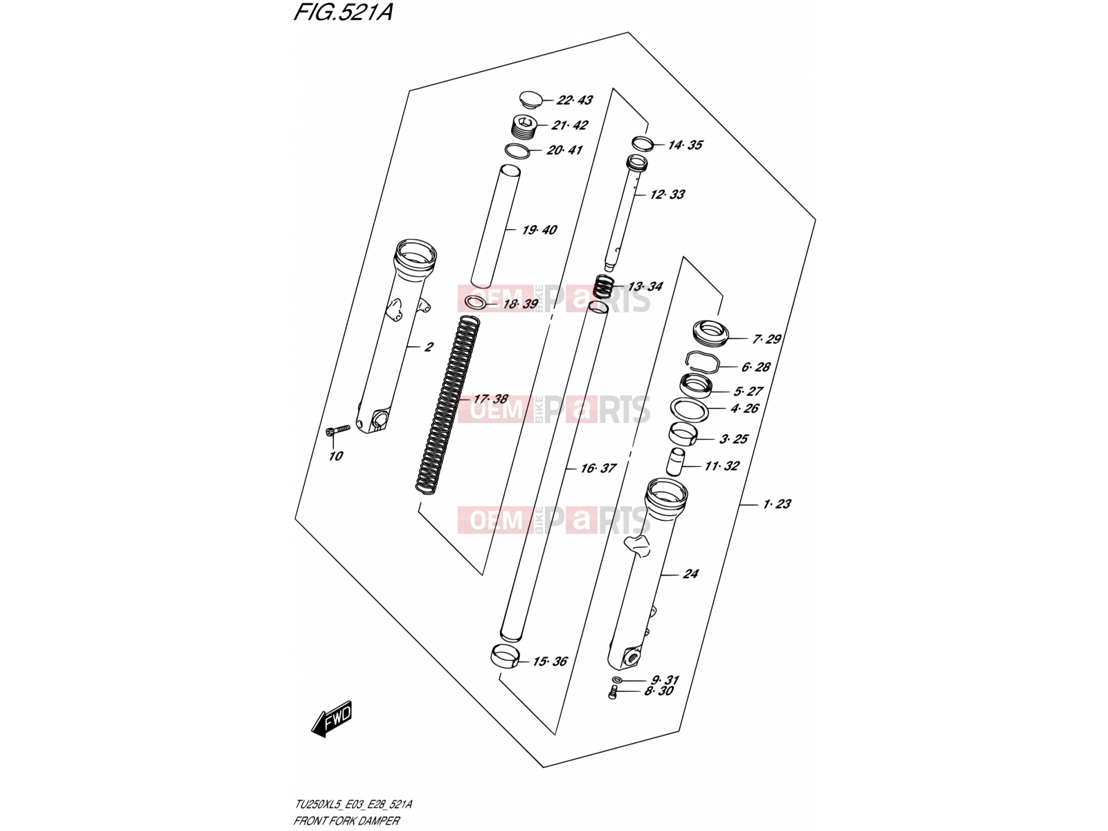 SUZUKI TU250X L5 (2015) (E03,E28,E33) 521A - FRONT FORK DAMPER