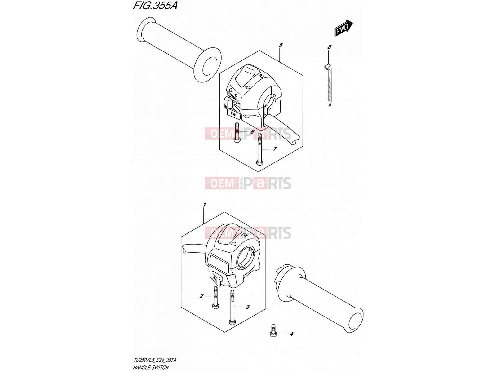 SUZUKI TU250X L5 (2015) (E24) 355A - HANDLE SWITCH