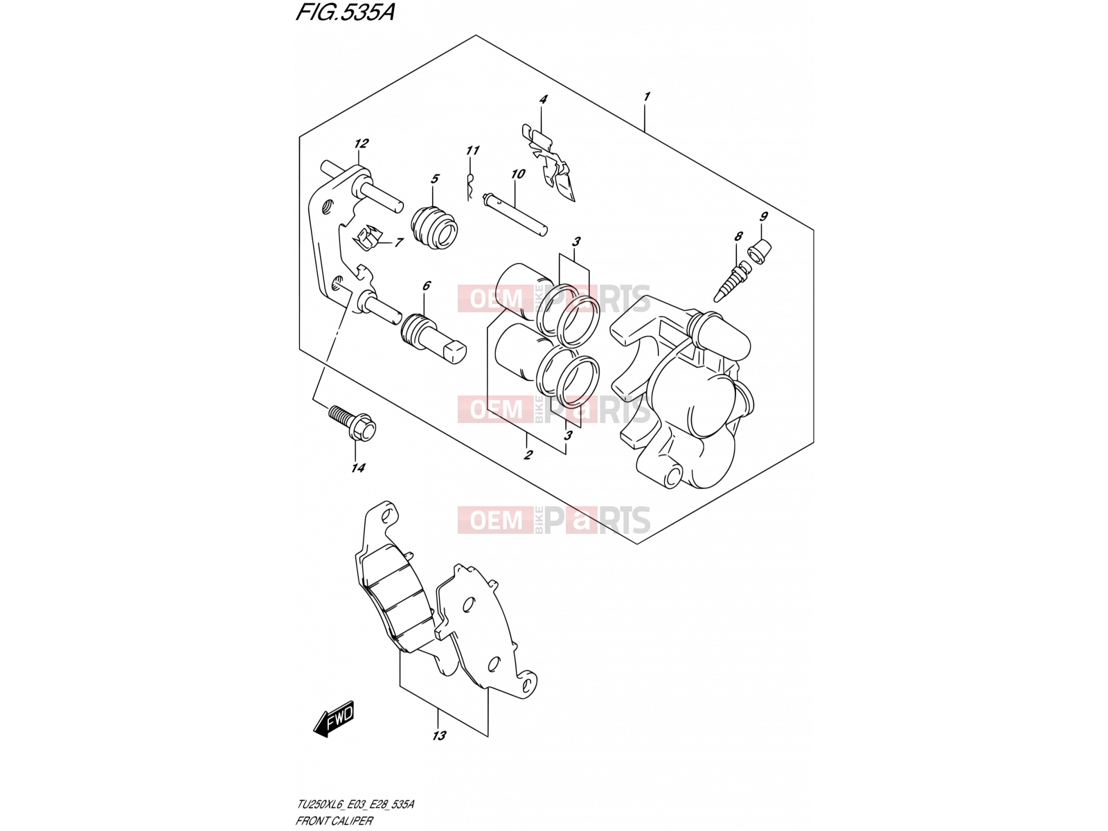 SUZUKI TU250X L6 (2016) (E03,E28,E33) 535A - FRONT CALIPER
