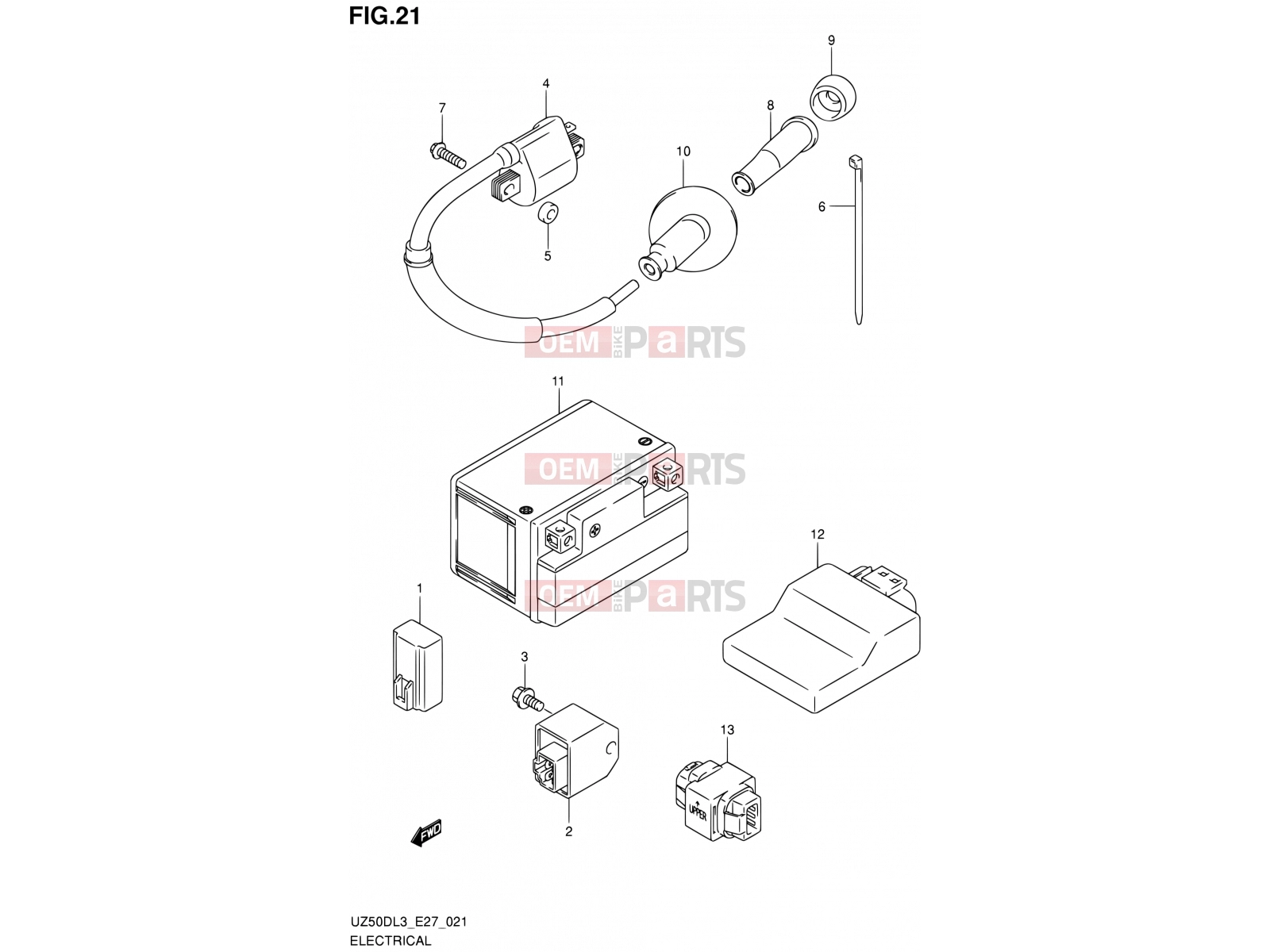SUZUKI UZ50D L3 (2013) Lets (E27) 21 - ELECTRICAL