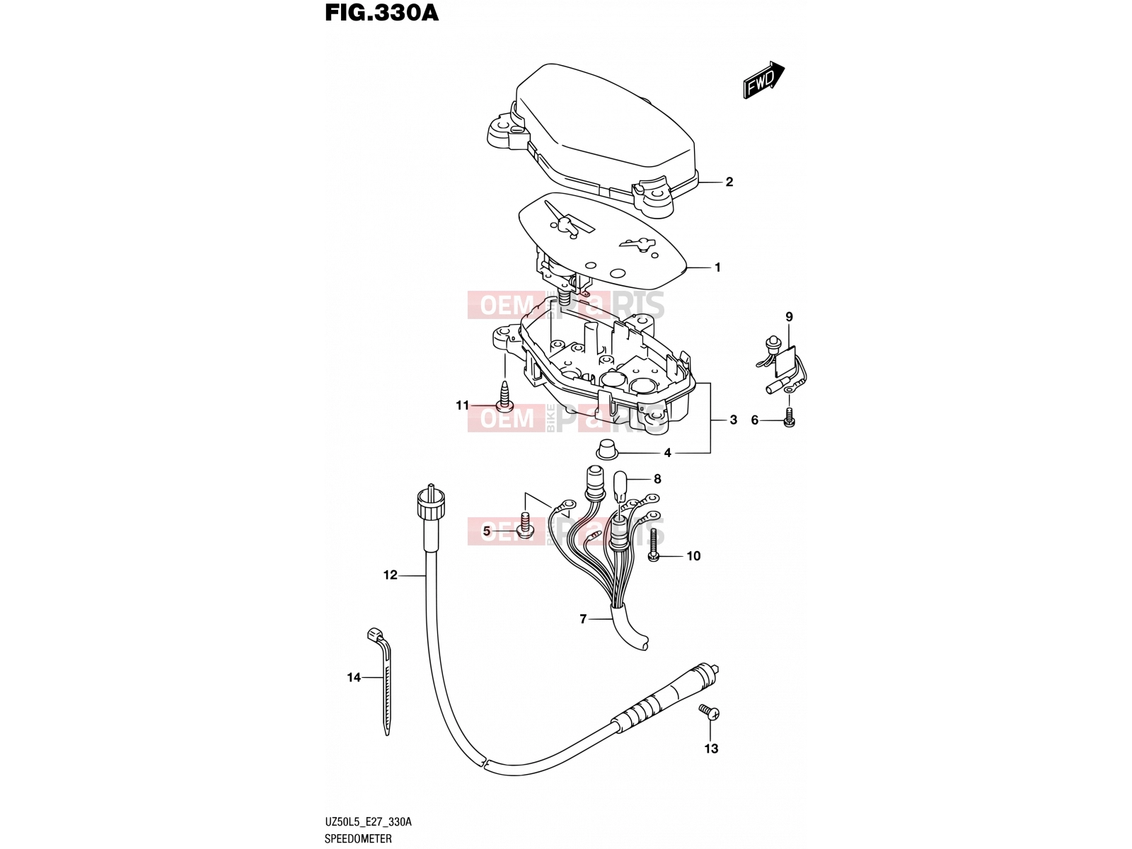 SUZUKI UZ50 L5 (2015) Lets (E27) 330A - SPEEDOMETER
