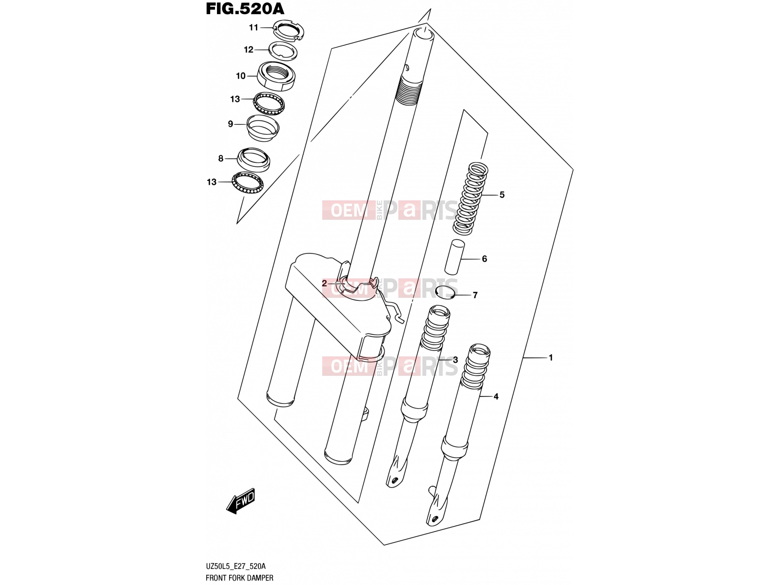 SUZUKI UZ50 L5 (2015) Lets (E27) 520A - FRONT FORK