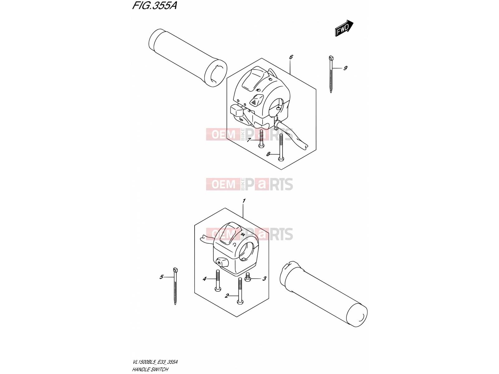 SUZUKI VL1500B L5 (2015) Boulevard C90 (E33) 355A - HANDLE SWITCH