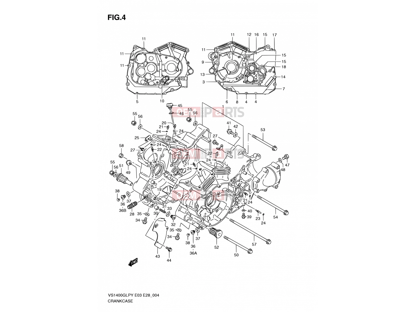 SUZUKI VS1400GLP K2 (2002) Intruder (E03,E28,E33) 4 - CRANKCASE
