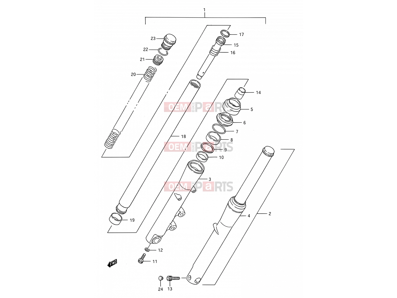 SUZUKI VS1400GLP / VS1400GLF M (1991) Intruder (E03,E28,E33) 40 - FRONT FORK