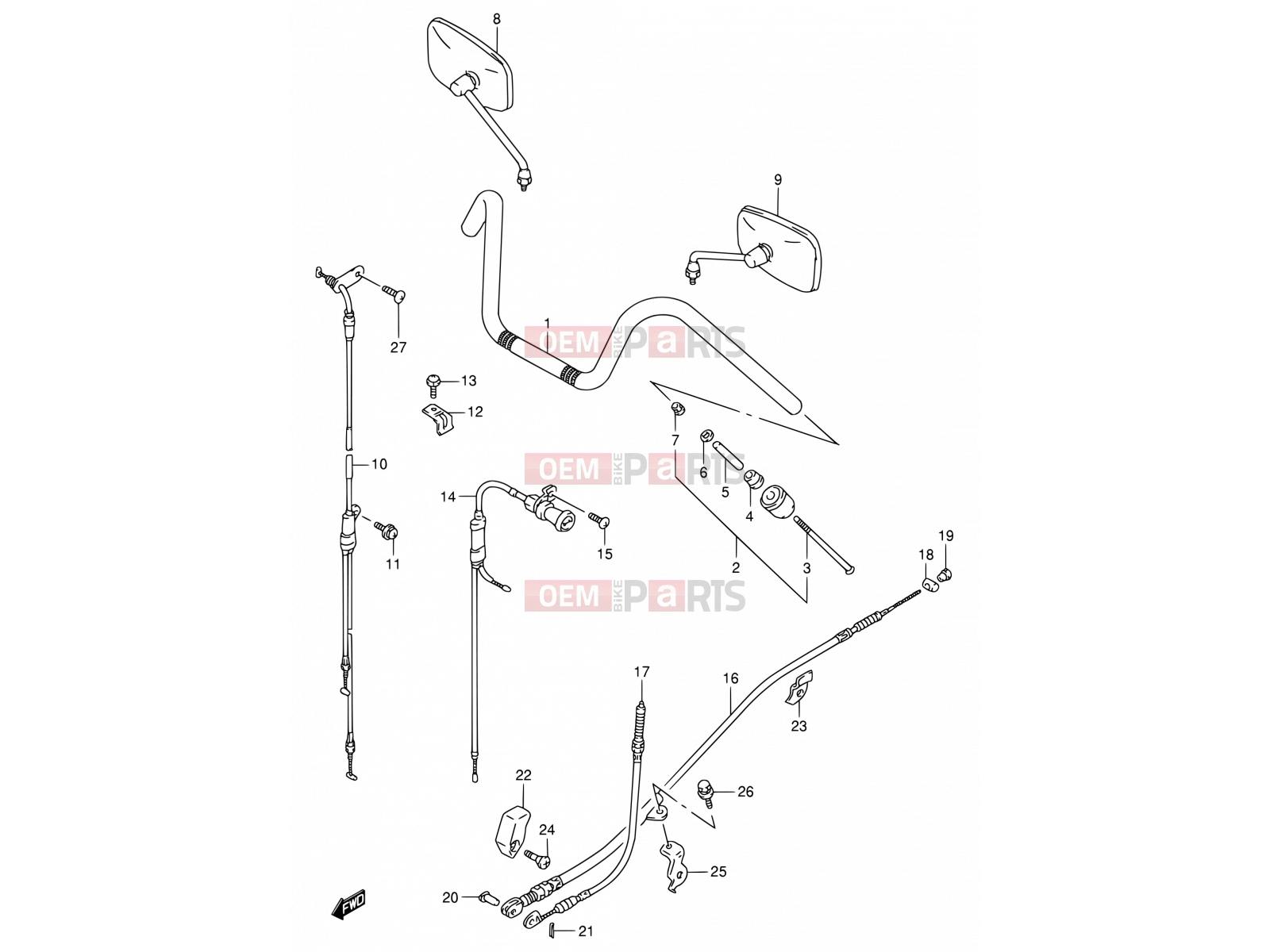 SUZUKI VS800GL V (1997) Intruder (E03,E28,E33) 41B - HANDLEBAR (MODEL V)