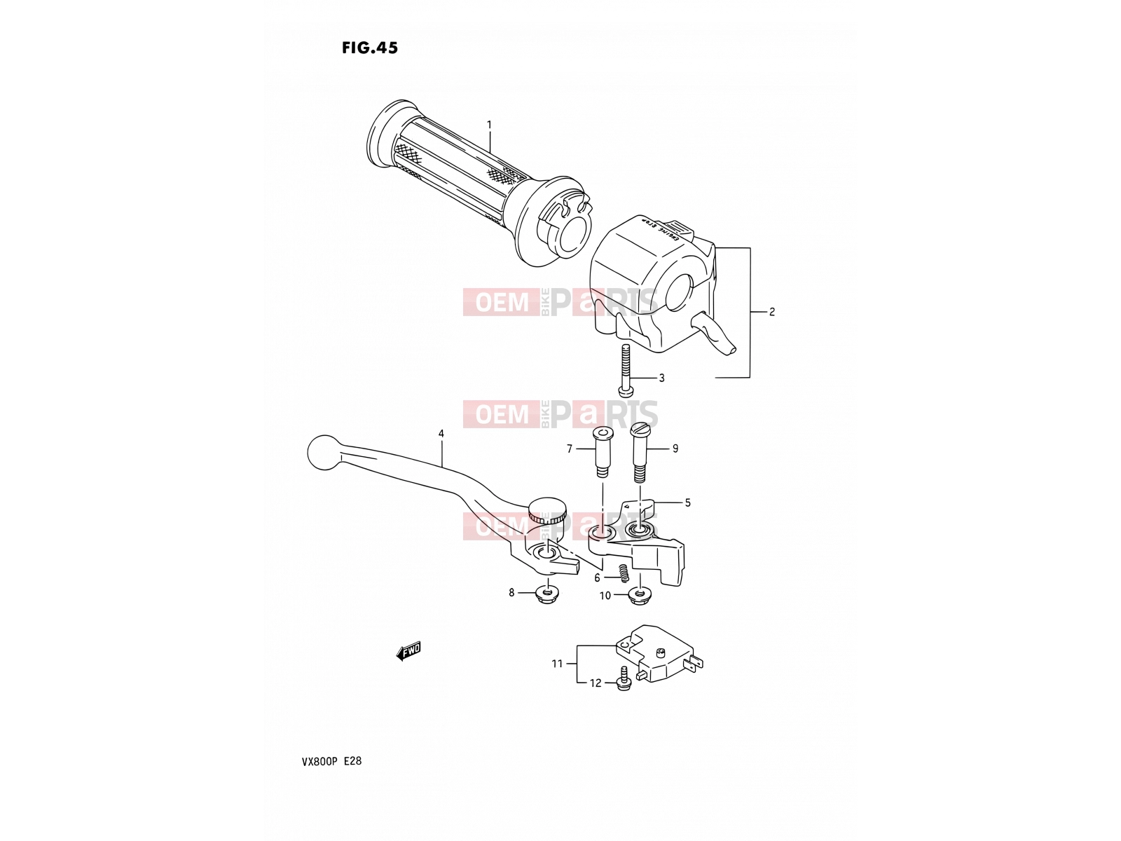 SUZUKI VX800 L (1990) 45 - RIGHT HANDLE SWITCH