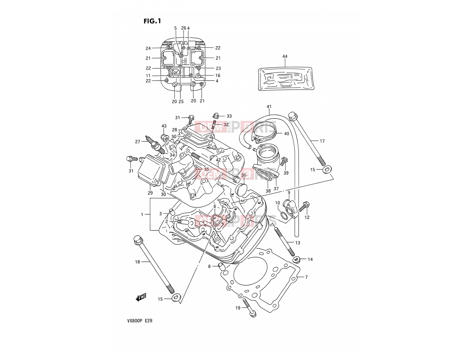 SUZUKI VX800 N (1992) 1 - CYLINDER HEAD (FRONT)