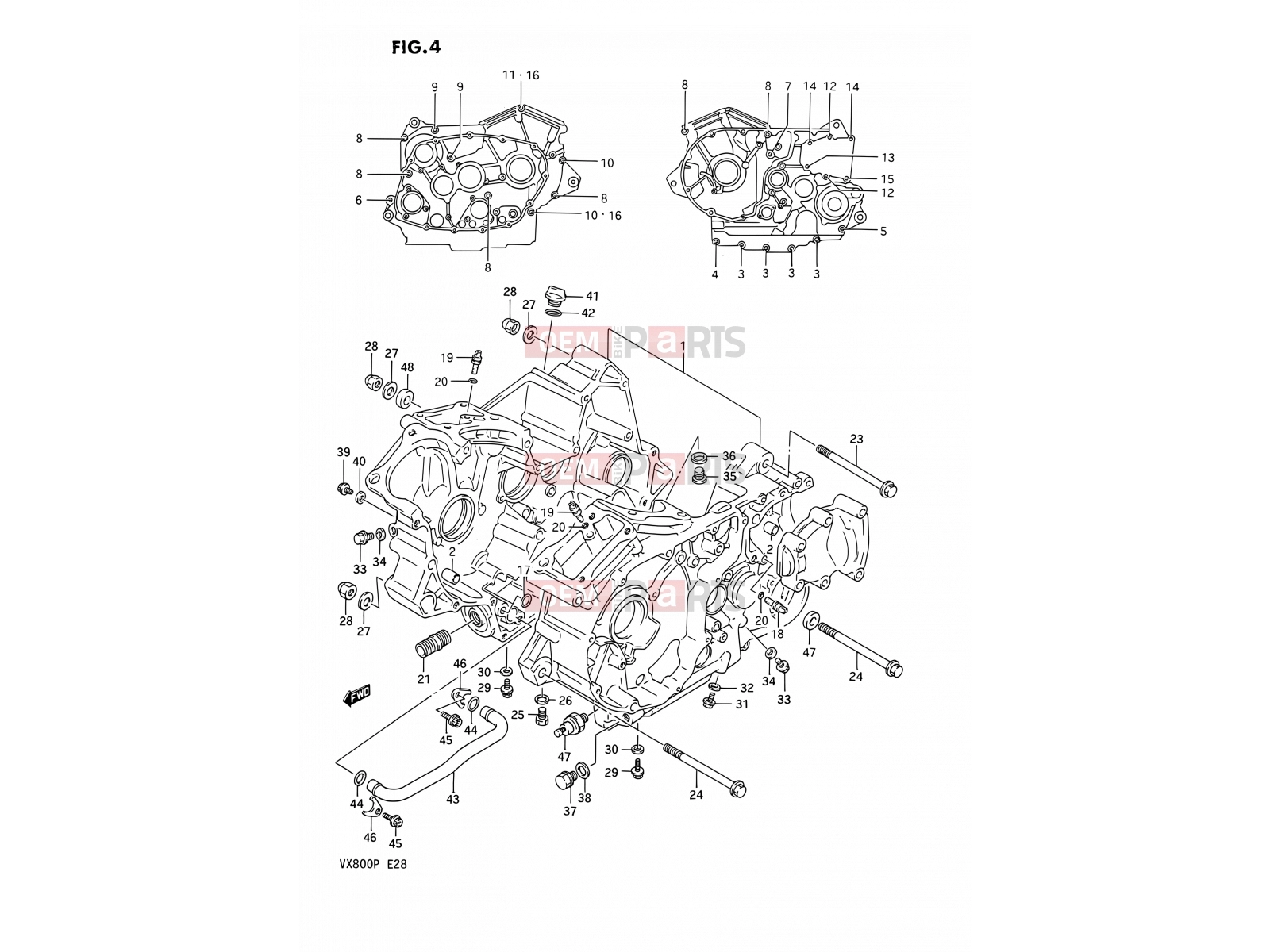 SUZUKI VX800 N (1992) 4 - CRANKCASE